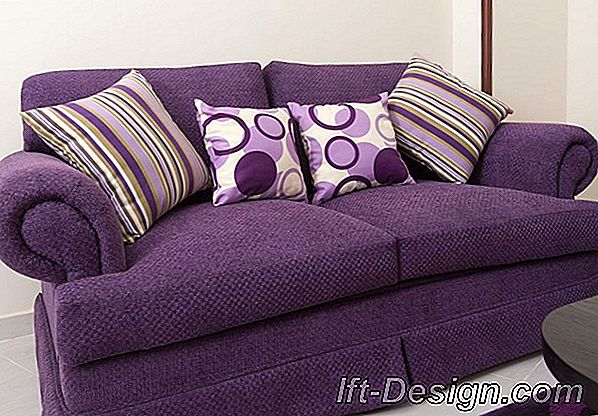 ¿De qué color para el sofá y las cortinas con púrpura en la pared?